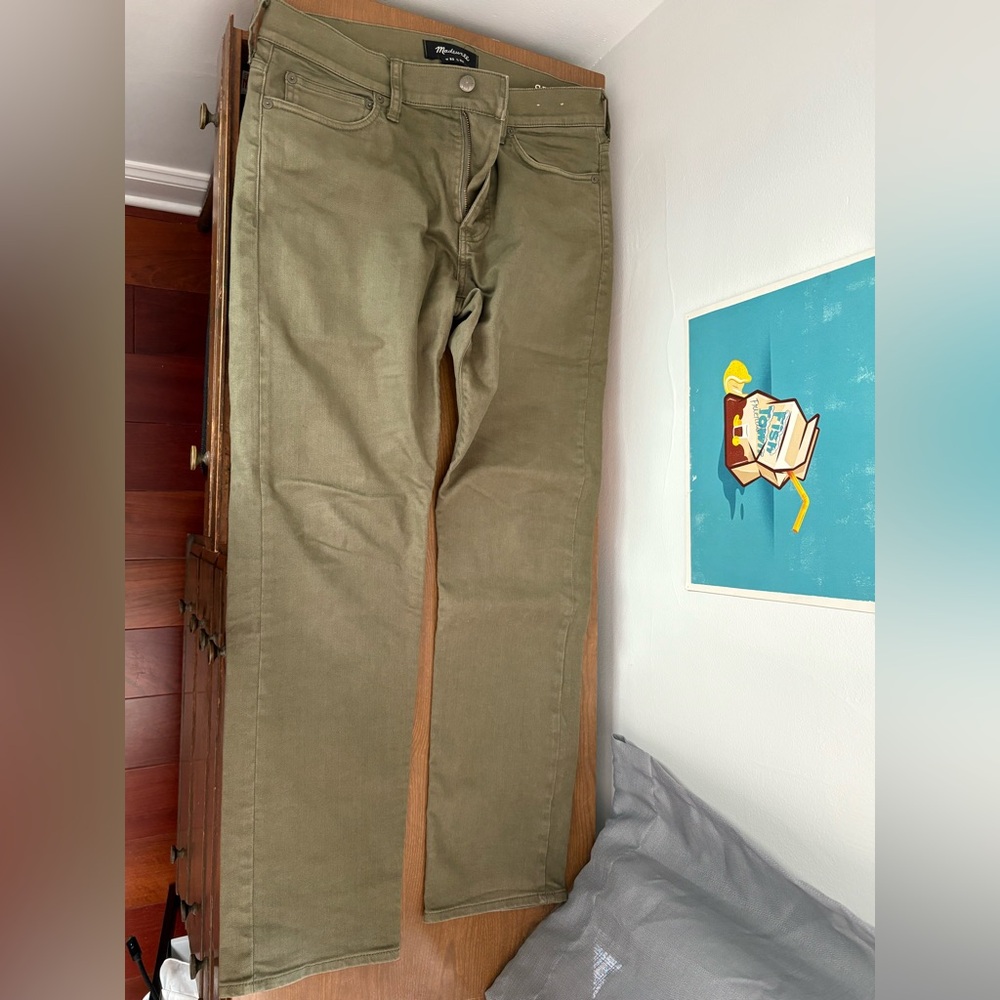 Madewell 5 pocket denim pants - 33x32 slim in olive
